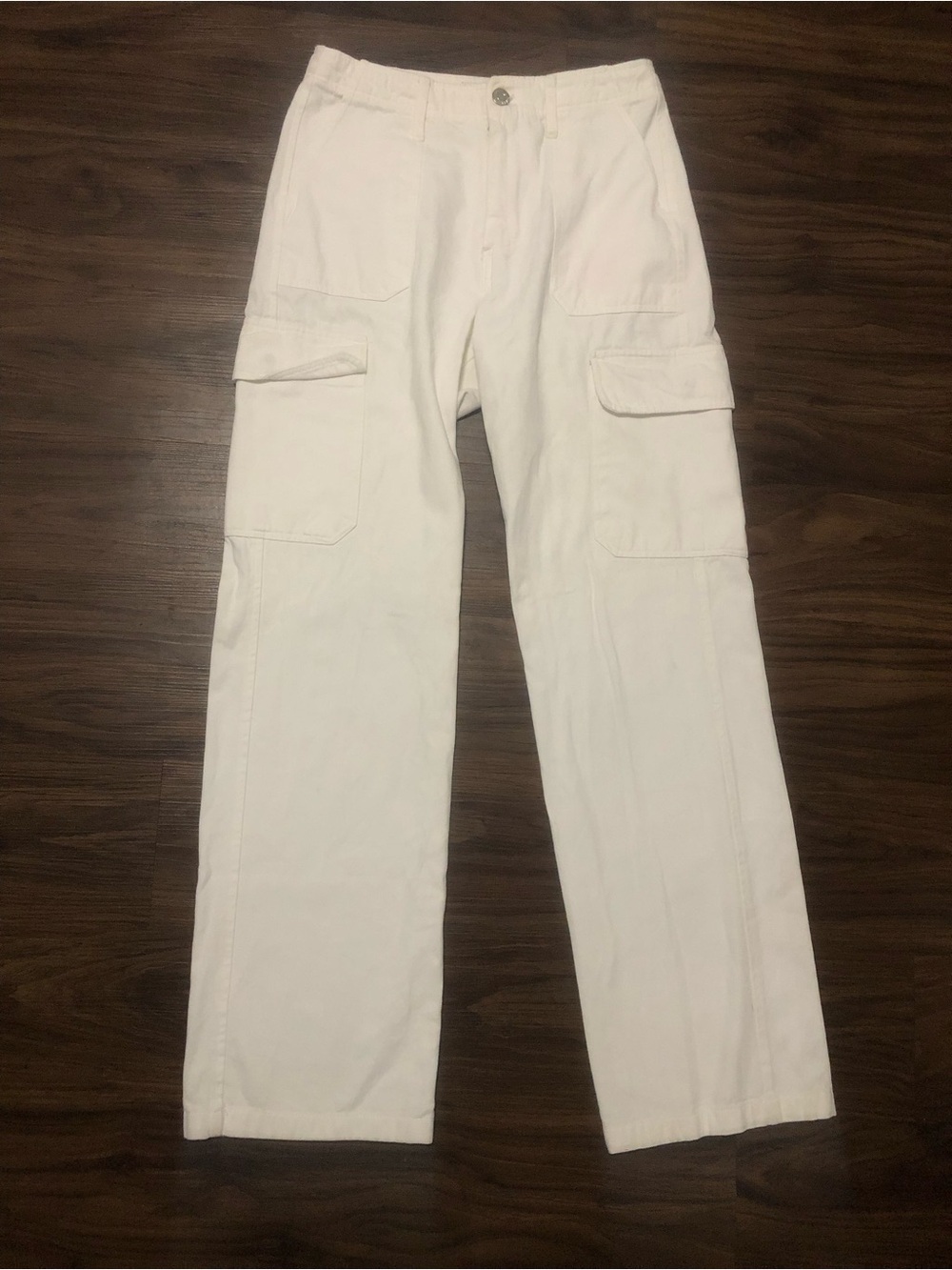Zara Cream Cargo Flare Pants with Thigh Pockets